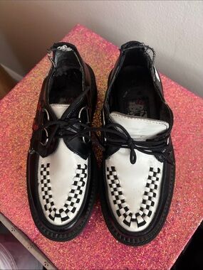 tuk Black and White Checkered Creeper Shoes